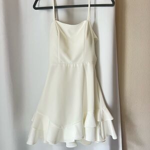 White Bow Tie Ruffle Dress Engagement Bridal Bride Graduation Dress